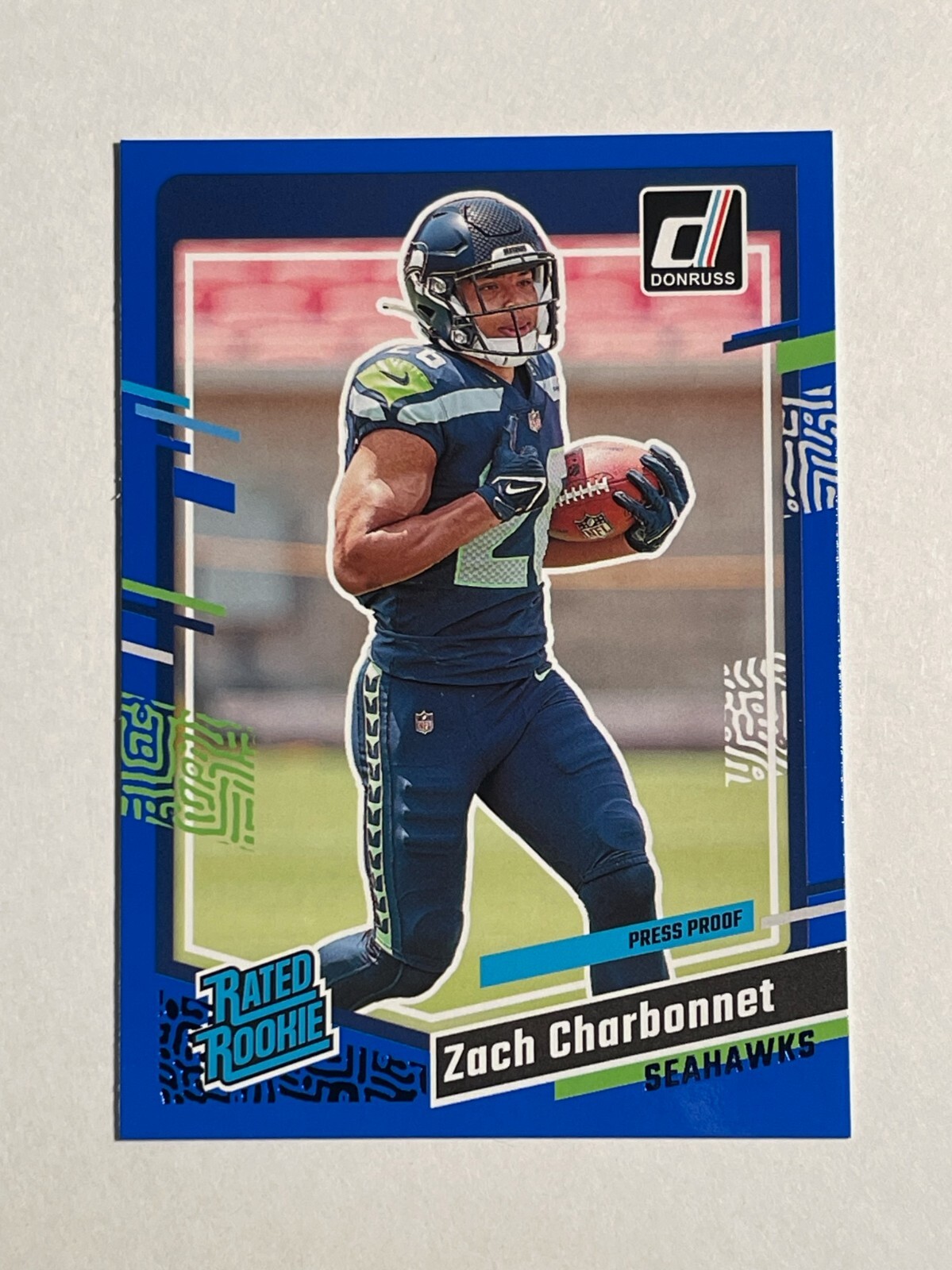 2023 Donruss Blue Press Proof Rated Rookie #392 Zach Charbonnet RC - Seahawks