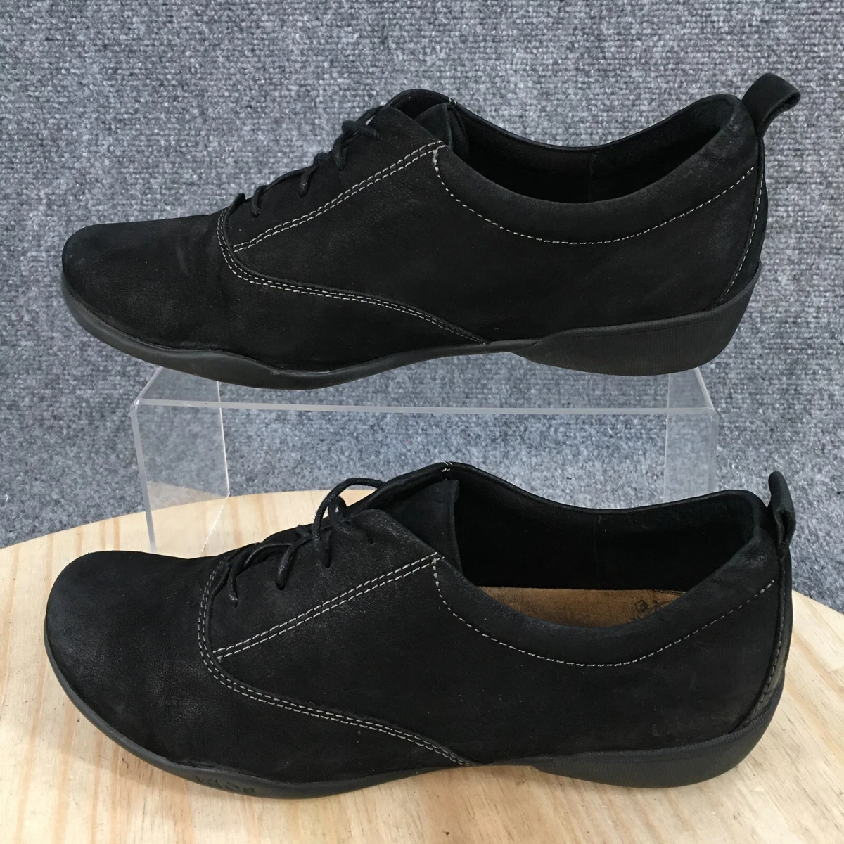 Taos Shoes Womens 40W Wide Black Getaway Oxford Lace Up Suede Casual Comfort