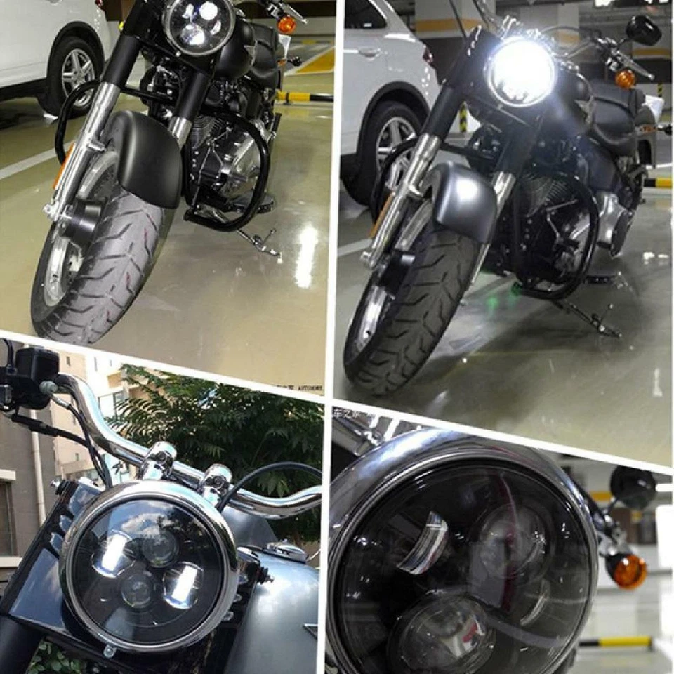 7" LED Projector Headlight + 4.5" Passing Lights Fit Harley Touring for Yamaha - Изображение 2 из 4