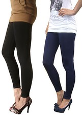 EXTRA LONG Black Navy White Choc Leggings HIGH Waist Womens Cotton   8 - 28 !