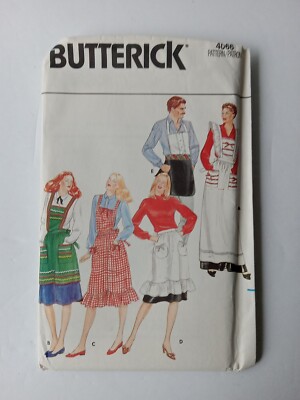 Style 4066 Pattern Butterick 4066 Apron Pattern Pinafore Pockets Mens Misses One Size ...