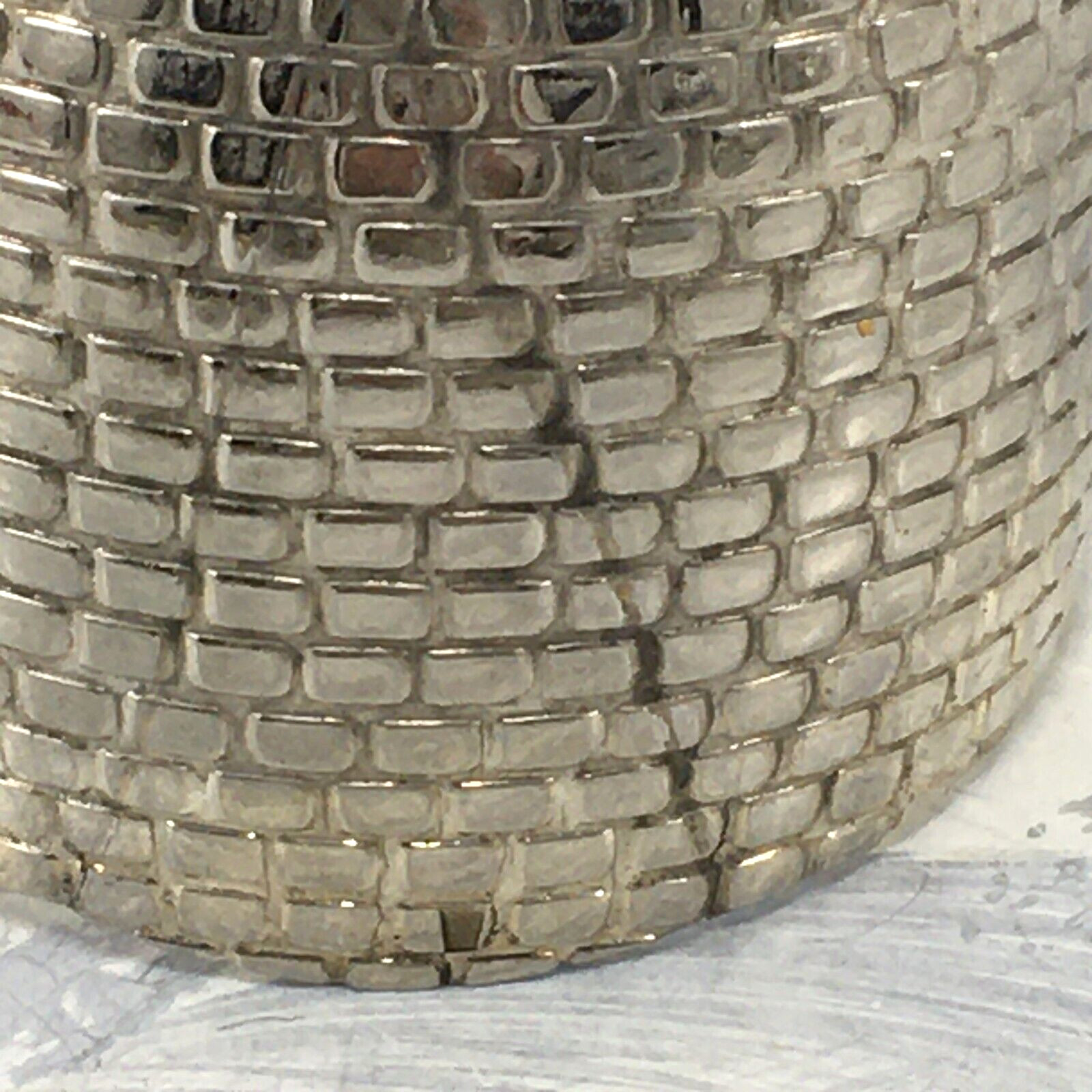 Bracelet Wide Textured Silver Tone Rectangular Pa… - image 4