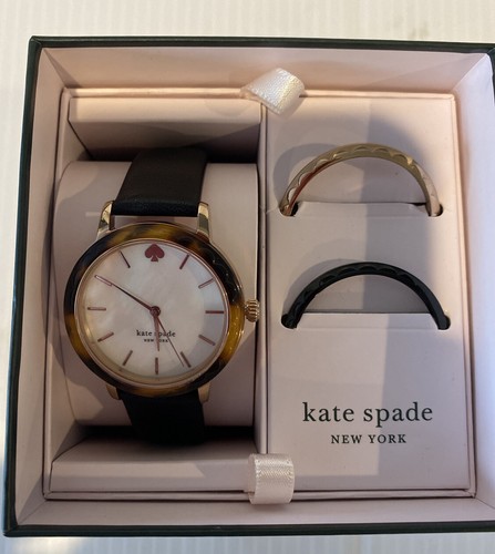 Orologio Nuovo con etichette Kate Spade Donna Morningside Nero Cinturino in Pelle 34 mm Set Scatola KSW1556B - Foto 7 di 12