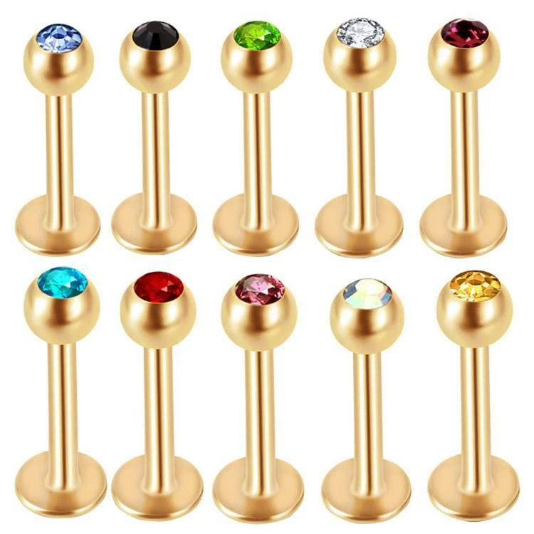 10Pcs 16G Labret Lip Monroe Ring Surgical Steel Lip Helix Stud Earrings Piercing - Image 3 of 4