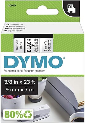 DYMO Standard D1 S0720670 - 40910 - schwarz auf transparent - 9mm x 7 m