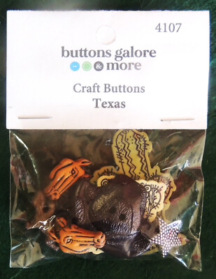 8 Texas Buttons Galore & More Star Cactus Cowboy Hat & Boots Horse Head Iguana