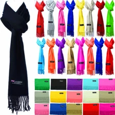 For Womens Mens Winter 100% Cashmere Solid Scarf Scotland Made Scarves Wool Wrap