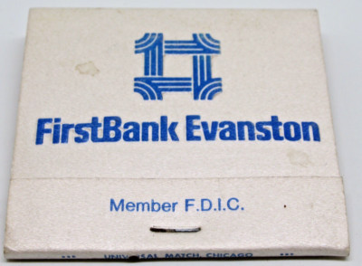 First Bank Evanston Chicago Illinois 800 Davis Street FULL Matchbook