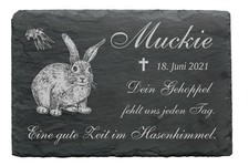 Tiergrabstein HASE Gedenktafel Grabstein H&auml;schen graviert Name Datum 22x16cm