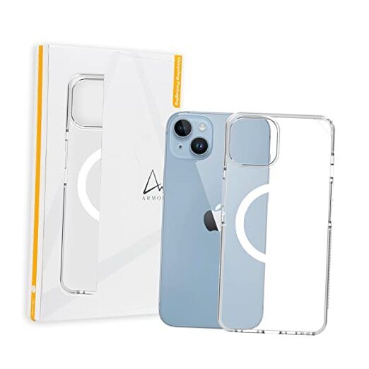 Signature Case Compatible for MagSafe, for iPhone Crystal Clear with Grey Tape