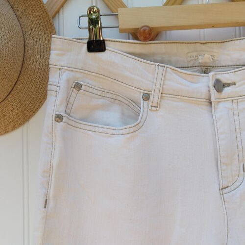 Jeans Eileen Fisher alla caviglia taglia 10 avorio slim orlo grezzo elasticizzato cotone biologico - Foto 3 di 12