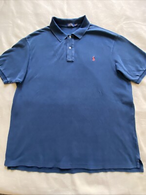 Polo Ralph Lauren Red Pony Logo Rugby Polo Shirt Men's 3XB Navy | eBay