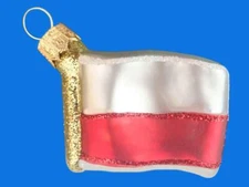 FLAG POLAND EUROPEAN GLASS CHRISTMAS ORNAMENT POLISH FLAGGE