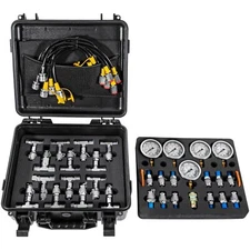 Hydraulic Pressure Test Kit 5 Gauges 5 Test Hoses 13 Couplings 14 Tee Connectors