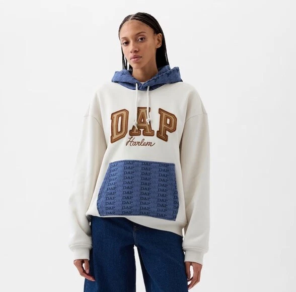 OFF WHITE Felpa con cappuccio Gap x DAP Colorblock Pullover Logo Off White nuova con etichetta taglia XXL