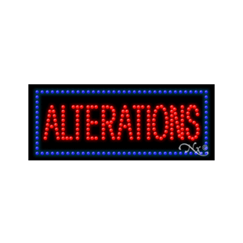 NEW “ALTERATIONS" w/BORDER 27x11 SOLID & ANIMATED LED SIGN wCUSTOM OPTIONS 20506 - Picture 1 of 3