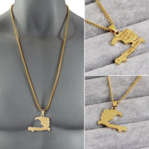Haiti-Map-Haitian-Shape-Pendant-Necklace-Choker-Sweater-Chain-Decor-Jewelry