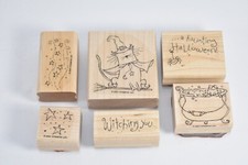 Stampin' Up Haunting 2007 Retired Halloween 6 Piece Wood Mounted Stamp Set NEW