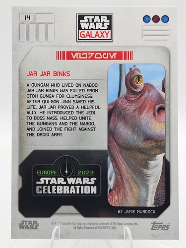 2023 Topps Star Wars Galaxy Europe Celebration Purple 76/150 Jar Jar Binks #14 - Picture 2 of 2