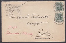 Germany Mi 85Ib used on 1908 Cover, EUPEN to KÖLN