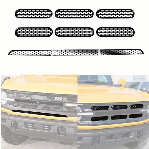 9 insertos de rejilla delantera red de malla y cubierta de moldura de parrilla inferior para Ford Bronco 2021+ - Imagen 2 de 19