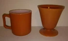 Vintage 2 HAZEL ATLAS Ovide Platonite Moderntone Rust Mug & Dessert Parfait Cup