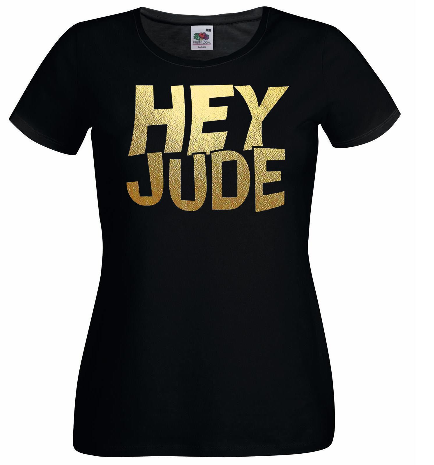 Camiseta de letras individuales de música de banda de rock de los años 70 de Ladies Black Hey Jude