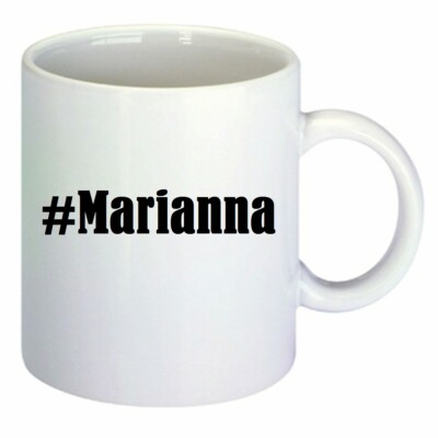 Kaffeetasse #Marianna Hashtag Raute Keramik Höhe 9,5cm in Weiß