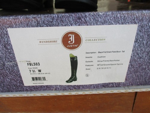 NEW Justin “Windshire” Fields Ladies Tall Riding Boot Equestrian Sz 6.5-7.5 - Picture 8 of 9