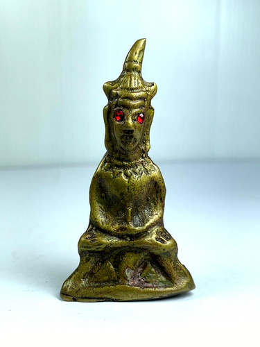 OLD BRASS RED EYE NGANG STATUE LUCK RICH PROTECT FETISH TALISMAN THAI AMULET - 第 1/17 張圖片