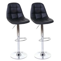2Er-Set Barhocker HWC-A67, Tresenhocker Barstuhl, Schwarz Kunstleder