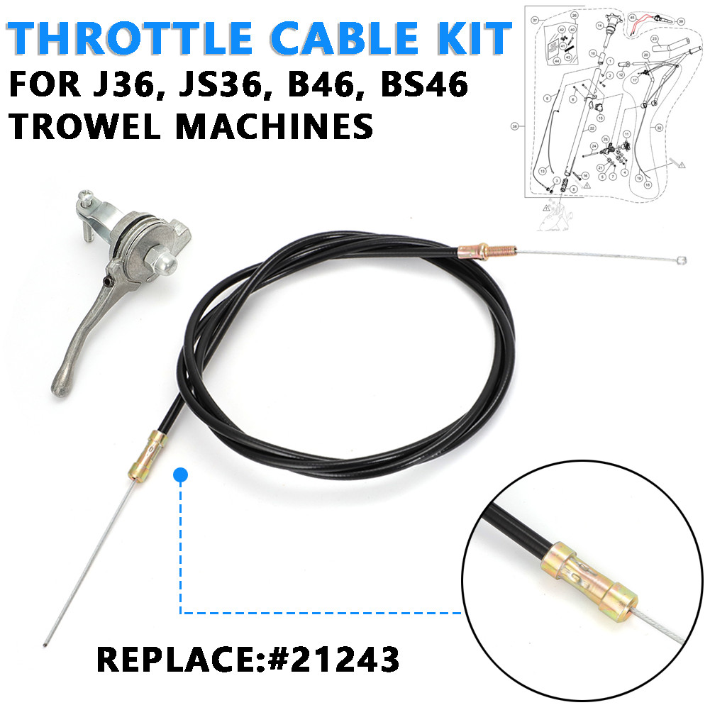 High Quality Throttle Cable Kit #21243 For J36, JS36, B46, BS46 Trowel Machines