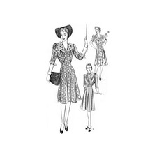 Past Patterns 0613 - Mid 1940s One-Piece Dress Sewing Pattern bust size 36"