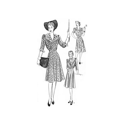 Past Patterns 0613 - Mid 1940s One-Piece Dress Sewing Pattern bust size 36''