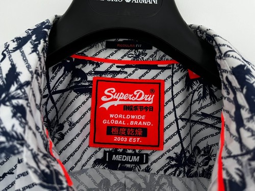 Superdry international vacation shirt short sleeve optic white hibiscus blue M - Picture 8 of 22