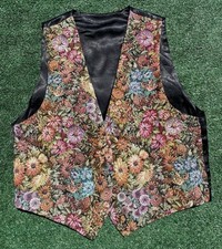 Vintage 90  s Floral Tapestry Knit Vest Women  s Size Small