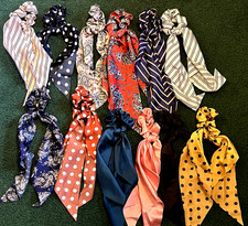 12PCS Bow Hair Scrunchies, Hair Scarf, Knotted Bow, Silk Satin Hair Ties, Ribbon