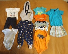 Carters, Garanimal, Hurley, Etc, Infant Boys Clothing Lot of 12 Sizes NB-3m B295