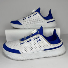 Under Armour Boys Athletic Sneaker White/Blue Low Top Dial slip on US 7Y running