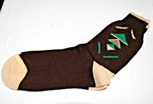 Vintage Argyle Socks King James 40s 50s Size 8 Brown Green Ivory 3 Stack 8" x 8"