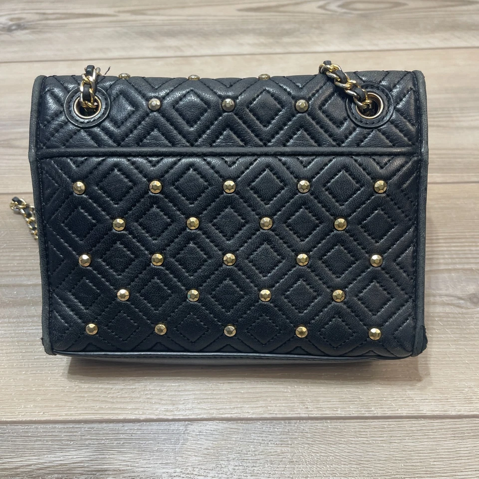 Tory Burch Marion Diamond Quilted Leather Chain Crossbody Shoulder Bag Black - Image 2 of 4