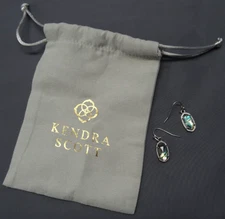 Kendra Scott Lee Silver Abalone Shell Dangle Drop Earrings Oval Pearlescent Blue