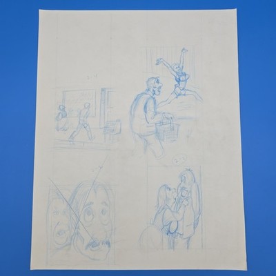 Bob Foster Original Animation Storyboard Art Grossman's Deli Pitch Sketch 11x14
