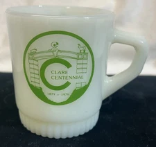 Scarce CLARE, Michigan FIRE KING CENTENNIAL MUG,   1879-1979   VGC  Lumberjacks