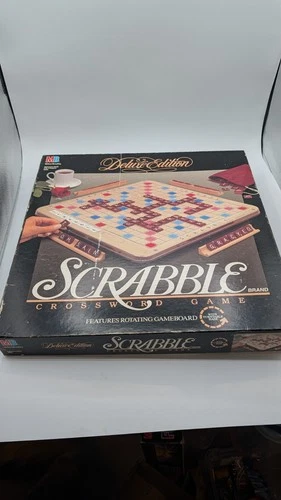 Vintage Milton Bradley Scrabble Deluxe Edition Crossword Game Rotating Complete