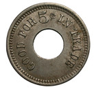 Geo.C.Jensen, 357 Main St. Watsonville, CA/GF 5¢ in Trade -Old Vintage CoinToken — photo 2