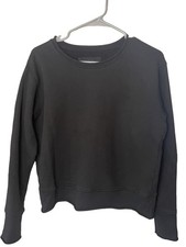 Frank  Eileen Boyfriend Crew Sweatshirt Black Medium 100 Cotton Fleece USA