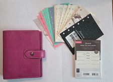 RARE Filofax Malden Pocket Organizer Pink Fuchsia Leather - A7 Mini 6 Ring EUC