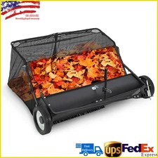 42" Tow Behind Lawn Sweeper 21 Cu. Ft. Leaf & Grass Collector Adjustable Height