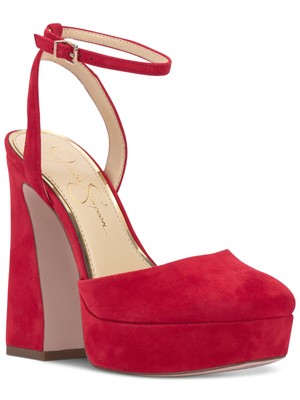 JESSICA SIMPSON Womens Red 1'' Platform Deirae Leather Pumps Shoes 6.5 M
